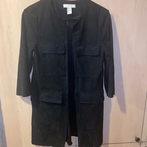 H&M suede black 3/4 sleeve cardigan jacket size 4